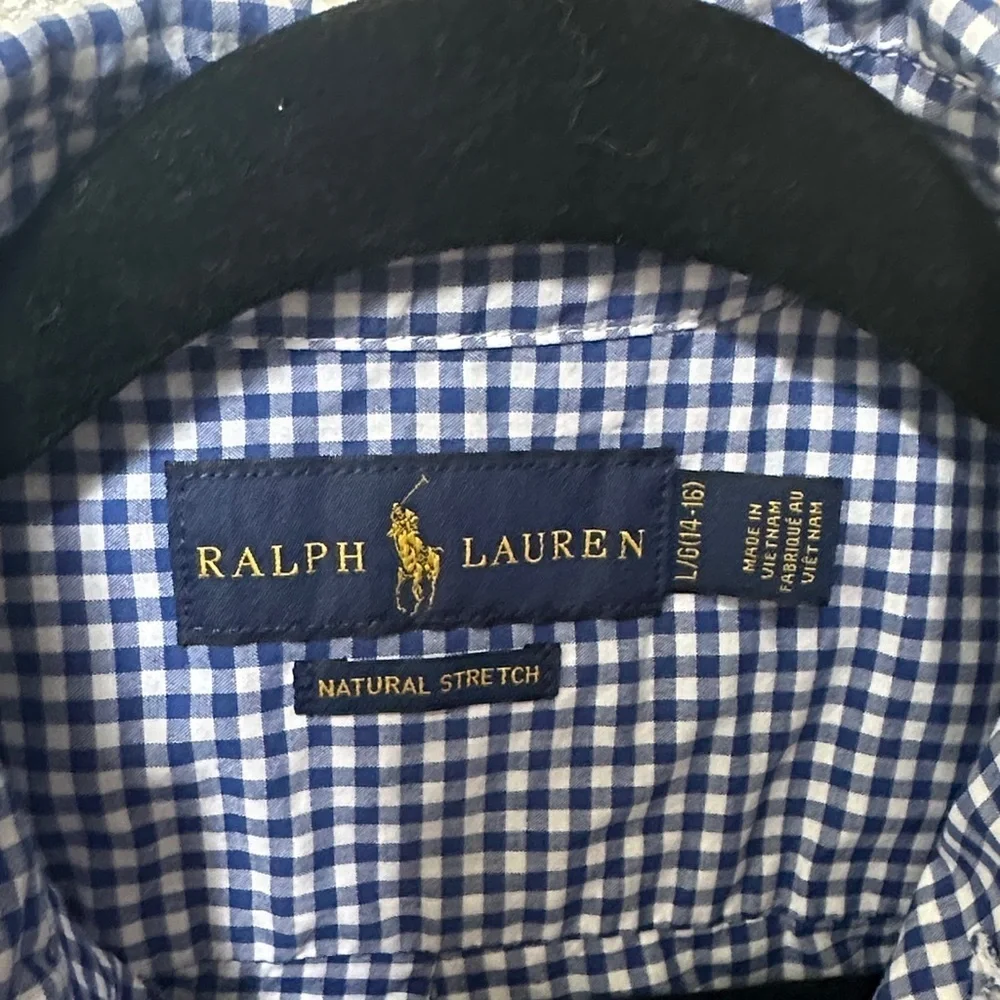 Ralph Lauren boys gingham button down size L 14/16